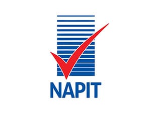 NAPIT logo with blue lines and red tick