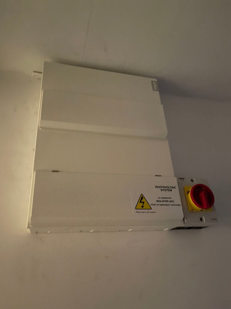 Photovoltaic system isolator switch for emergency power control.