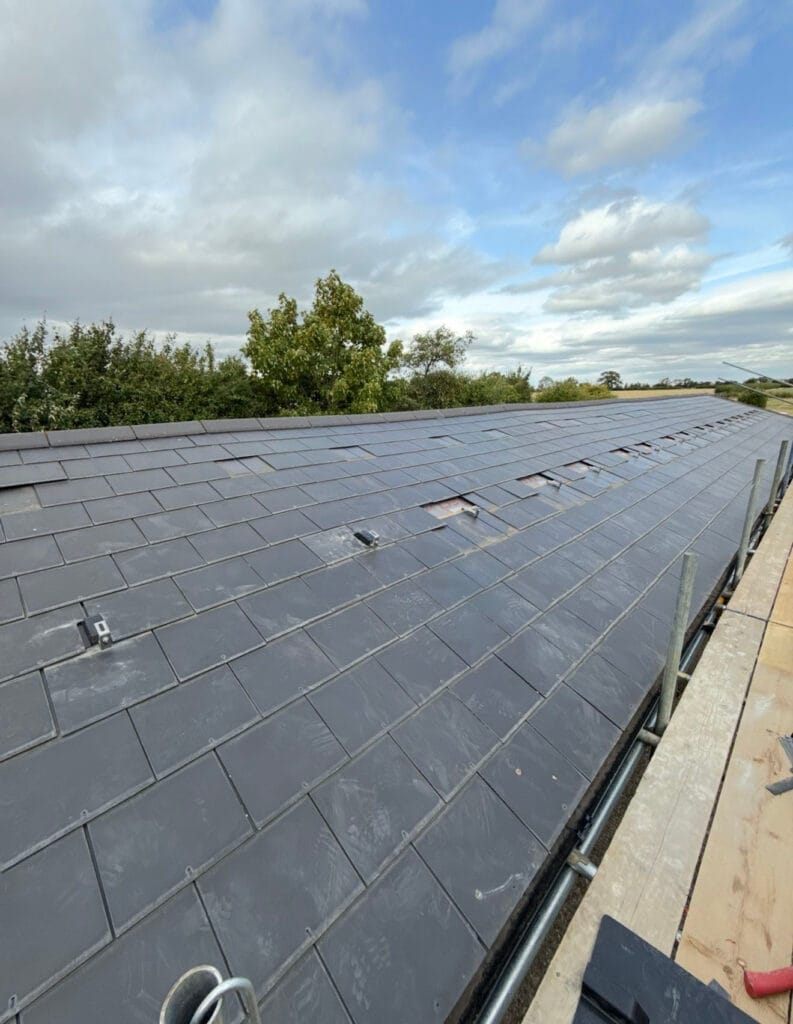 Modern solar roof tiles installation